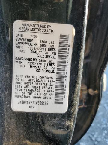 JN8DR07Y11W509469 - 2001 NISSAN PATHFINDER LE 黑色 照片 12