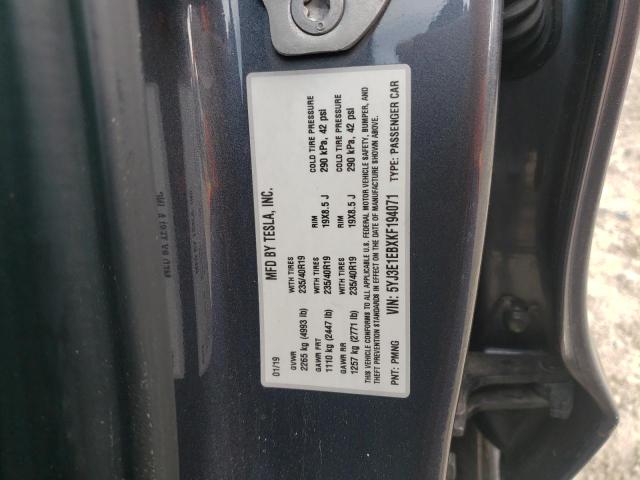 5YJ3E1EBXKF194071 - 2019 TESLA MODEL 3 BLUE photo 12