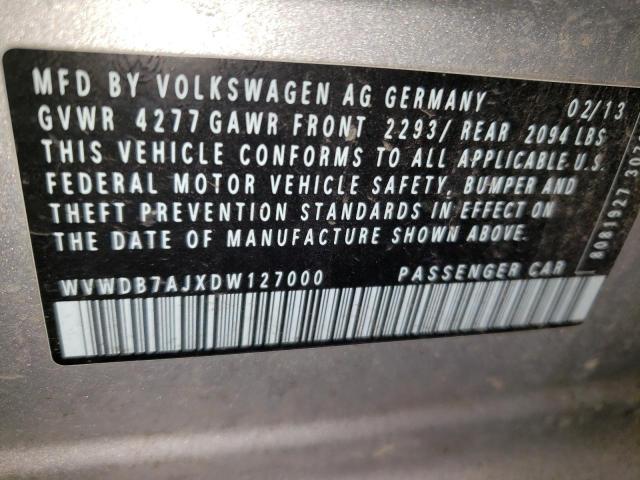 WVWDB7AJXDW127000 - 2013 VOLKSWAGEN GOLF SILVER photo 12