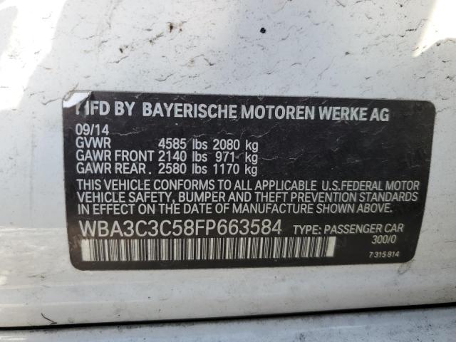 WBA3C3C58FP663584 - 2015 BMW 320 I XDRIVE WHITE photo 12