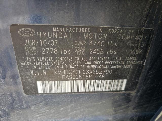 KMHFC46F08A252790 - 2008 HYUNDAI AZERA SE BLUE photo 12