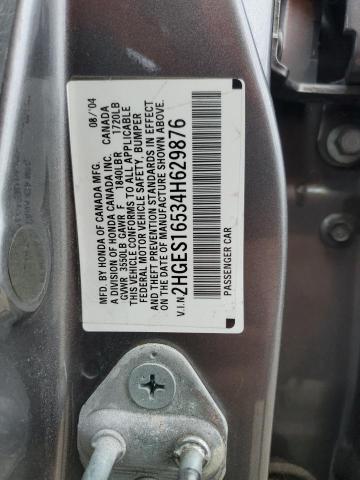 2HGES16534H629876 - 2004 HONDA CIVIC LX GRAY photo 12