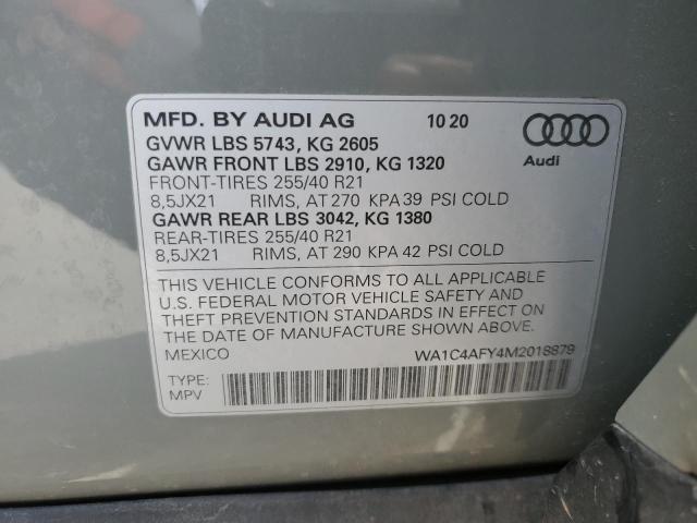 WA1C4AFY4M2018879 - 2021 AUDI SQ5 PRESTIGE GRAY photo 12
