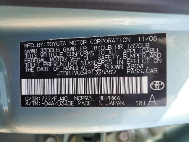 JTDBT903491328382 - 2009 TOYOTA YARIS TEAL photo 12