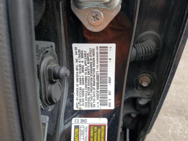 1HGFA16998L088271 - 2008 HONDA CIVIC EXL შავი ფოტო 12