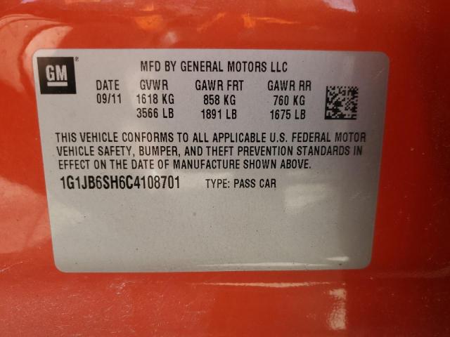 1G1JB6SH6C4108701 - 2012 CHEVROLET SONIC LS ORANGE photo 12