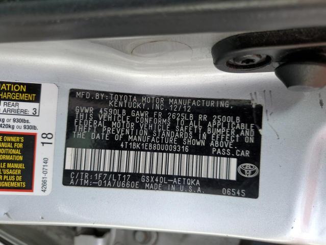 4T1BK1EB8DU009316 - 2013 TOYOTA AVALON BASE 银色 照片 13