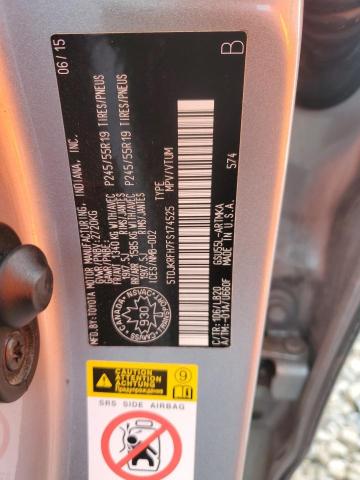 5TDJKRFH7FS174525 - 2015 TOYOTA HIGHLANDER XLE SILVER photo 14