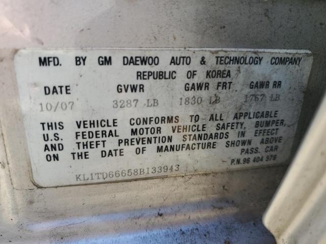 KL1TD66658B133943 - 2008 CHEVROLET AVEO BASE Gümüş foto 13