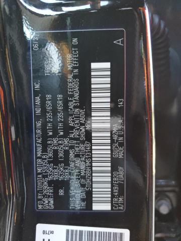 5TDHZRBH1MS131487 - 2021 TOYOTA HIGHLANDER XLE BLACK photo 13