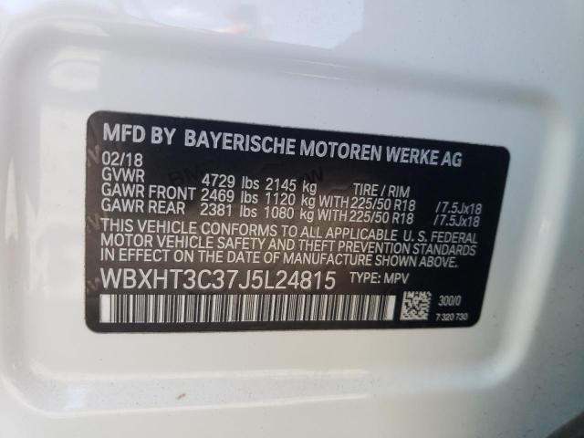 WBXHT3C37J5L24815 - 2018 BMW X1 XDRIVE28I WHITE photo 12