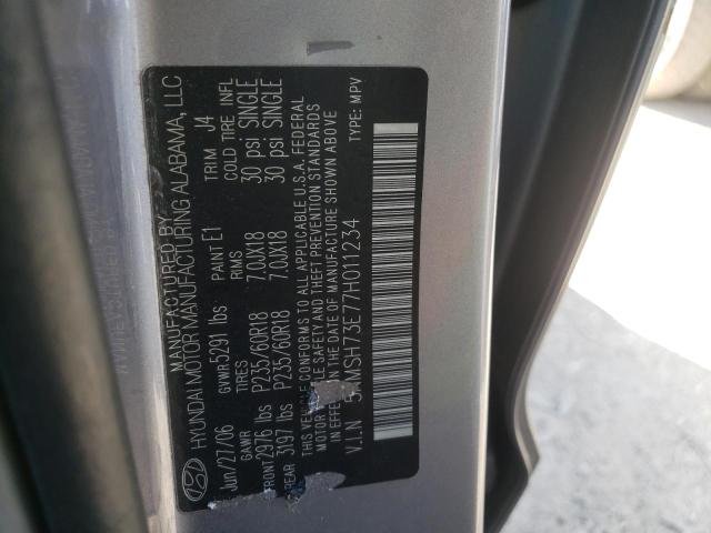 5NMSH73E77H011234 - 2007 HYUNDAI SANTA FE SE GRAY photo 12