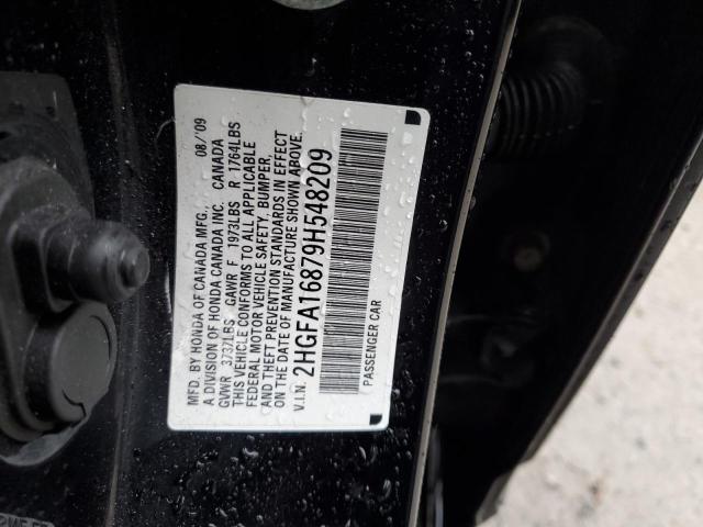 2HGFA16879H548209 - 2009 HONDA CIVIC EX BLACK photo 12