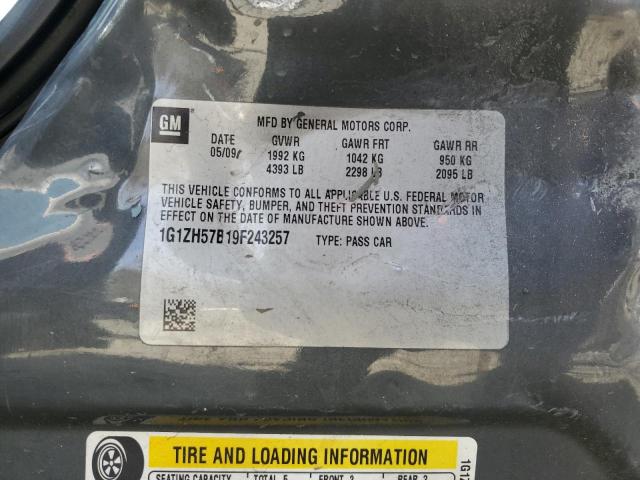 1G1ZH57B19F243257 - 2009 CHEVROLET MALIBU 1LT GRAY photo 12