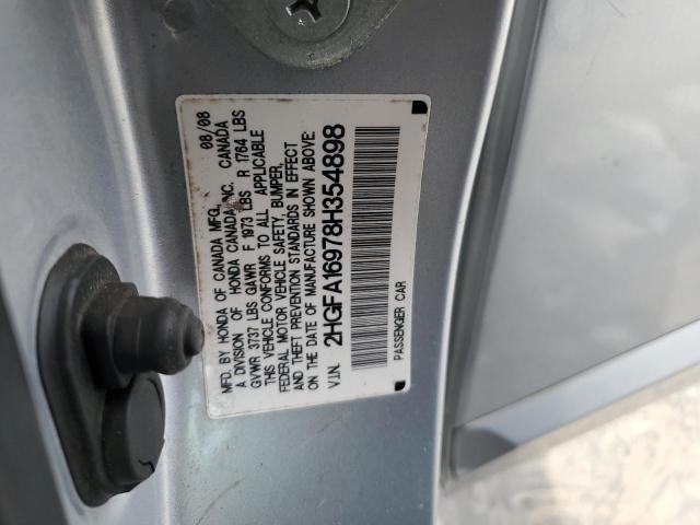 2HGFA16978H354898 - 2008 HONDA CIVIC EXL ვერცხლისფერი ფოტო 12
