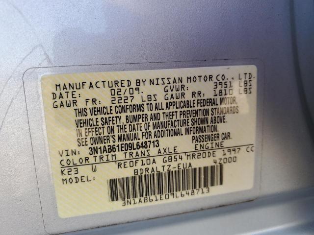 3N1AB61E09L648713 - 2009 NISSAN SENTRA 2.0 SILVER photo 12