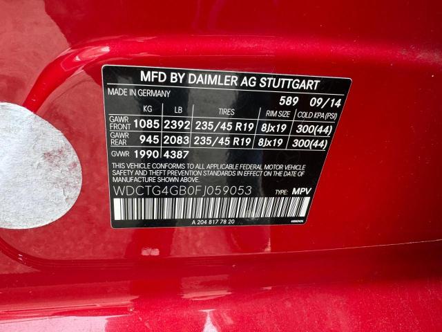 WDCTG4GB0FJ059053 - 2015 MERCEDES-BENZ GLA 250 4MATIC RED photo 13