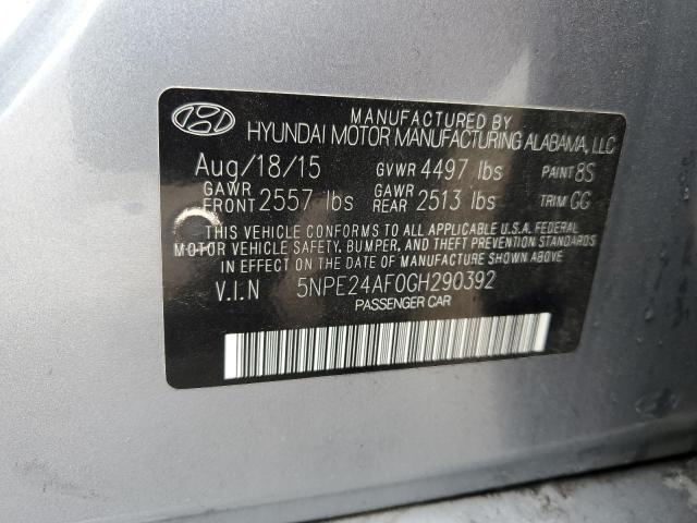 5NPE24AF0GH290392 - 2016 HYUNDAI SONATA SE SILVER photo 12