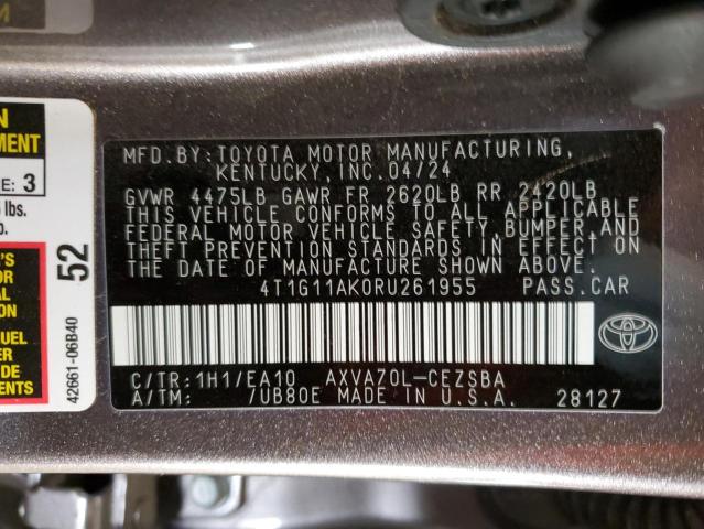 4T1G11AK0RU261955 - 2024 TOYOTA CAMRY SE NIGHT SHADE GRAY photo 13