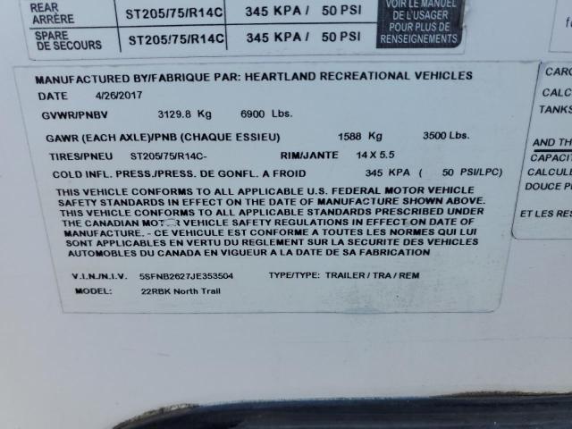 5SFNB2627JE353504 - 2018 HEARTLAND GATEWAY 白色 照片 10