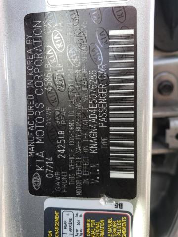 KNAGN4AD4E5076286 - 2014 KIA OPTIMA HYBRID SILVER photo 13