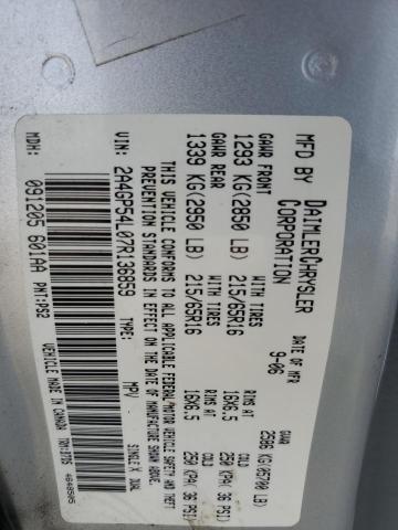 2A4GP54L07R136859 - 2007 CHRYSLER TOWN & COU TOURING ვერცხლისფერი ფოტო 12