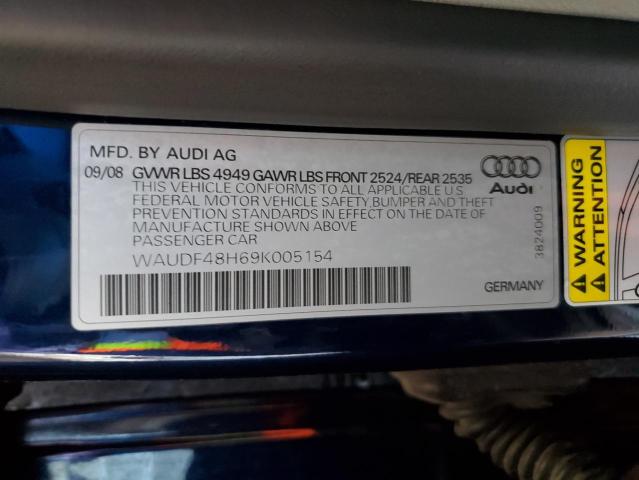 WAUDF48H69K005154 - 2009 AUDI A4 2.0T CABRIOLET QUATTRO BLUE photo 12