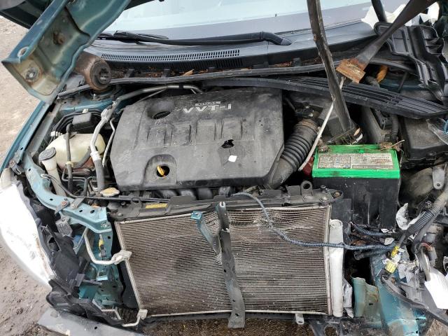 2T1BU4EE2AC520619 - 2010 TOYOTA COROLLA BASE TEAL photo 11