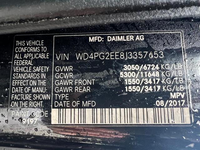 WD4PG2EE8J3357653 - 2018 MERCEDES-BENZ METRIS BLACK photo 10