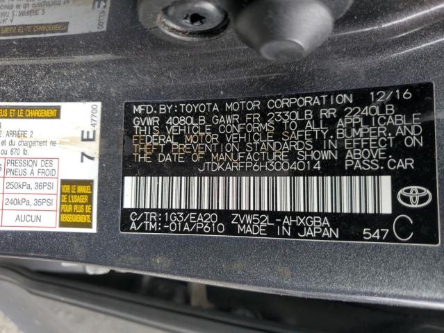 JTDKARFP6H3004014 - 2017 TOYOTA PRIUS PRIM 灰色 照片 12
