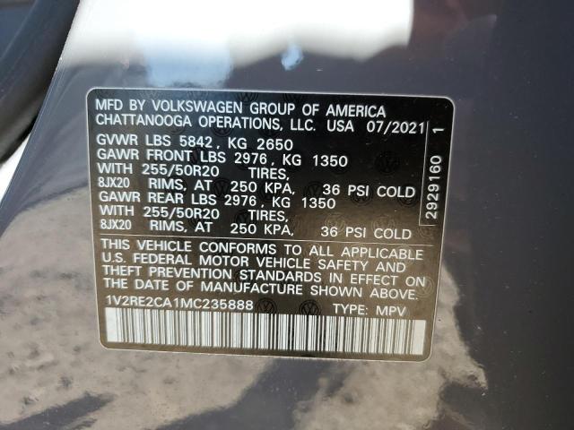 1V2RE2CA1MC235888 - 2021 VOLKSWAGEN ATLAS CROS SE Серый фото 13