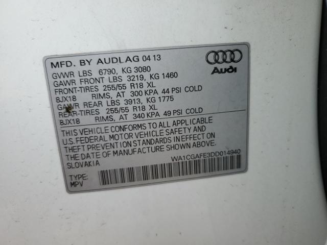 WA1CGAFE3DD014940 - 2013 AUDI Q7 PREMIUM WHITE photo 12