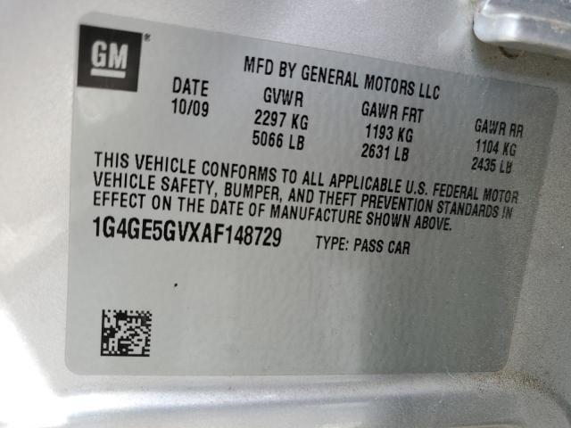 1G4GE5GVXAF148729 - 2010 BUICK LACROSSE CXS 银色 照片 12