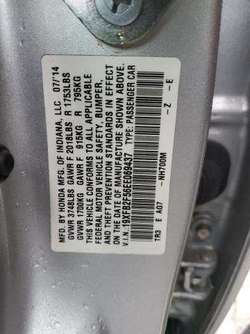 19XFB2F56EE069437 - 2014 HONDA CIVIC LX SILVER photo 12