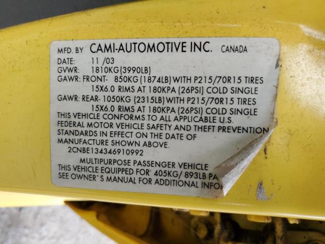 2CNBE134346910992 - 2004 CHEVROLET TRACKER YELLOW photo 13