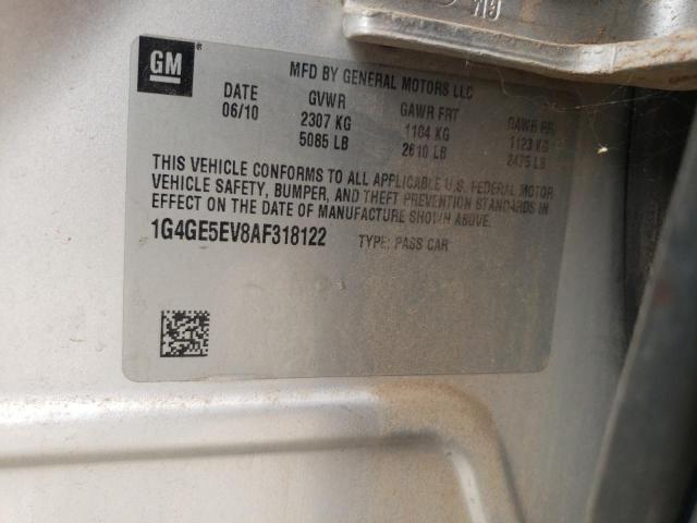 1G4GE5EV8AF318122 - 2010 BUICK LACROSSE CXS SILVER photo 12