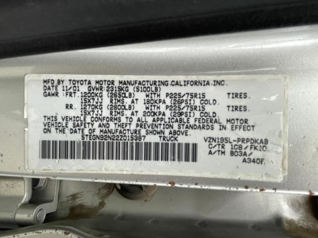 5TEGN92N22Z015387 - 2002 TOYOTA TACOMA DOUBLE CAB PRERUNNER TAN photo 10