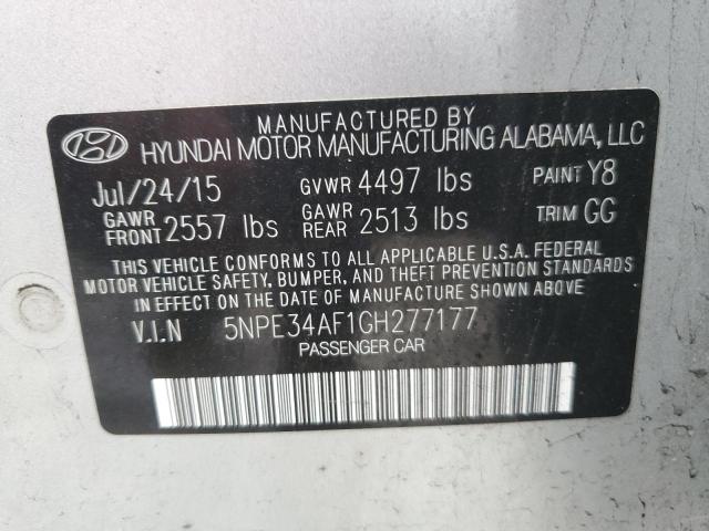 5NPE34AF1GH277177 - 2016 HYUNDAI SONATA SPORT SILVER photo 12