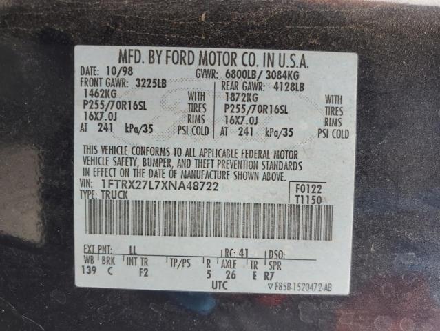 1FTRX27L7XNA48722 - 1999 FORD F250 BLUE photo 12