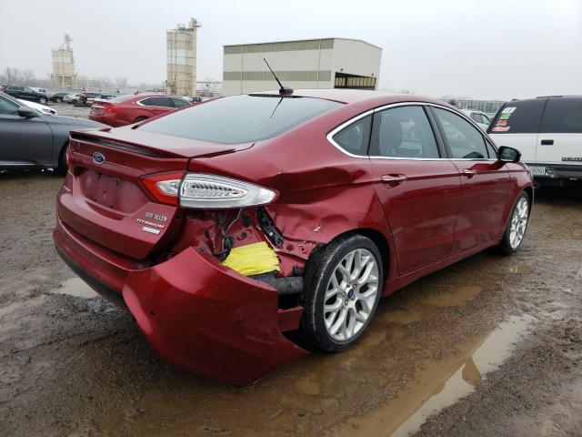 3FA6P0K93DR213585 - 2013 FORD FUSION TITANIUM RED photo 3