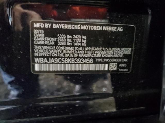 WBAJA9C58KB393456 - 2019 BMW 530E BLACK photo 13