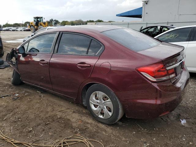 19XFB2F54DE086364 - 2013 HONDA CIVIC LX BURGUNDY photo 2