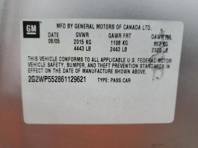 2G2WP552861129621 - 2006 PONTIAC GRAND PRIX 银色 照片 12