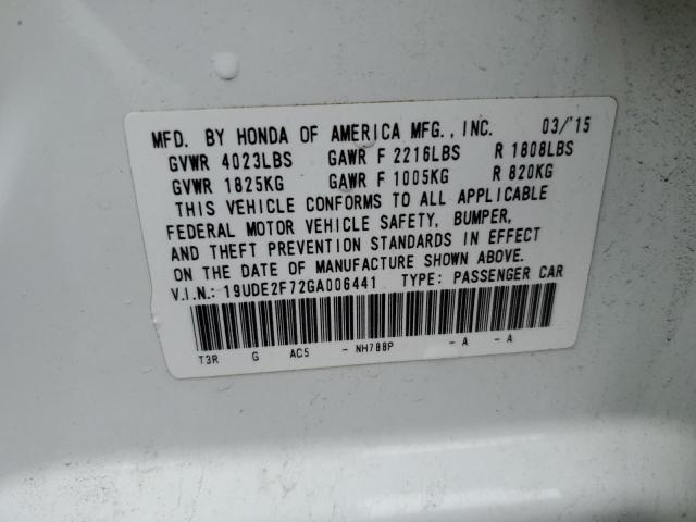 19UDE2F72GA006441 - 2016 ACURA ILX PREMIUM TECH თეთრი ფოტო 12