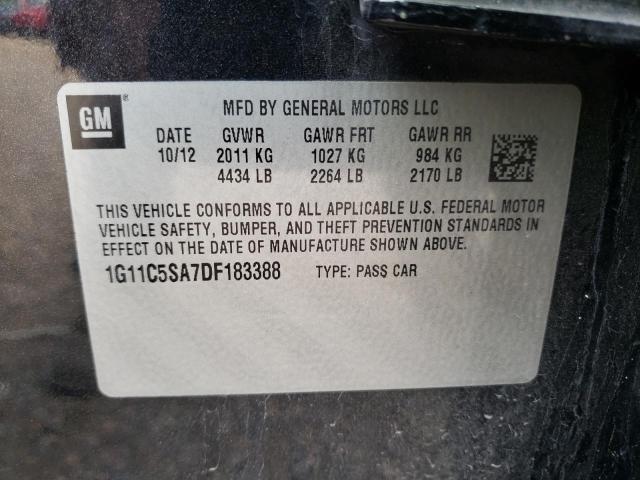 1G11C5SA7DF183388 - 2013 CHEVROLET MALIBU 1LT BLACK photo 12