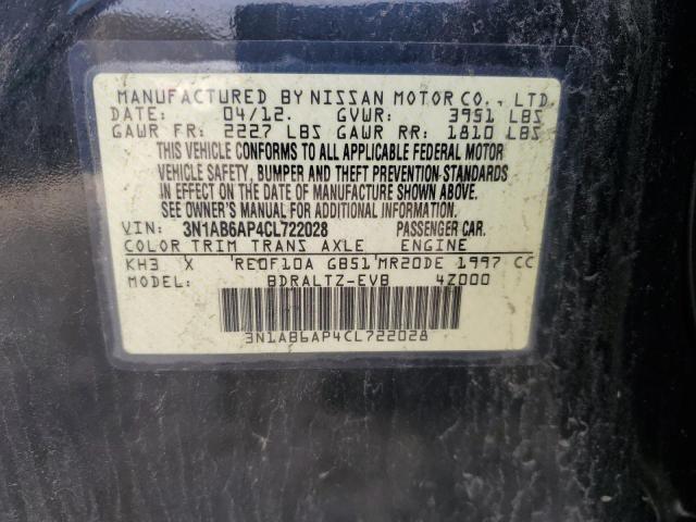 3N1AB6AP4CL722028 - 2012 NISSAN SENTRA 2.0 BLACK photo 12