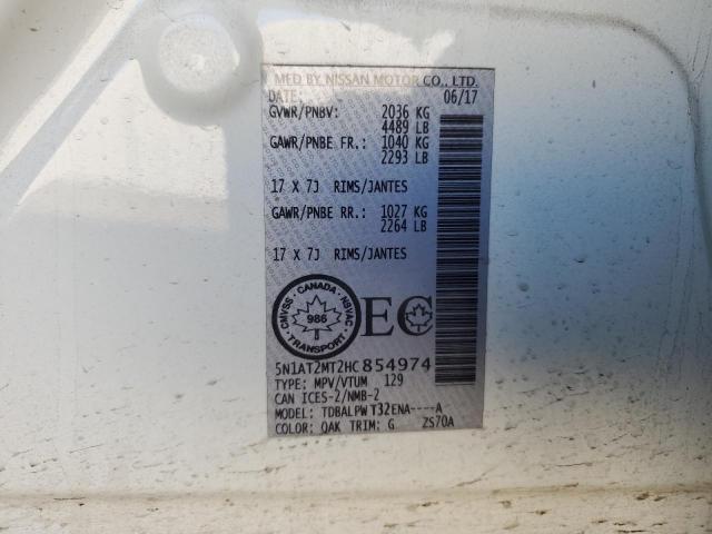 5N1AT2MT2HC854974 - 2017 NISSAN ROGUE S WHITE photo 13