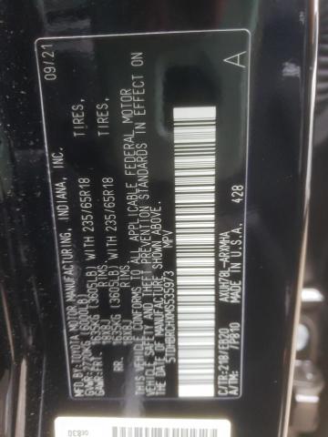 5TDHBRCHXMS535973 - 2021 TOYOTA HIGHLANDER HYBRID XLE BLACK photo 13