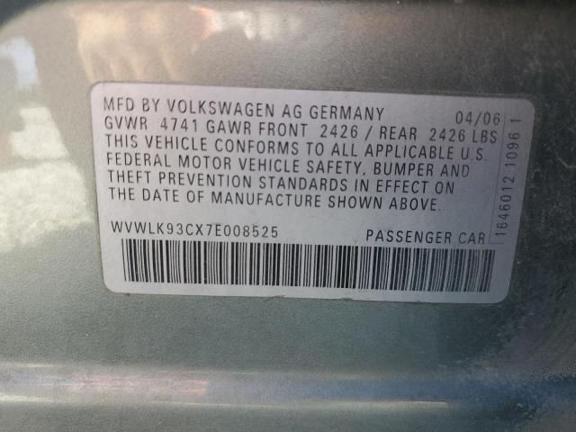 WVWLK93CX7E008525 - 2007 VOLKSWAGEN PASSAT 2.0T WAGON VALUE GREEN photo 12