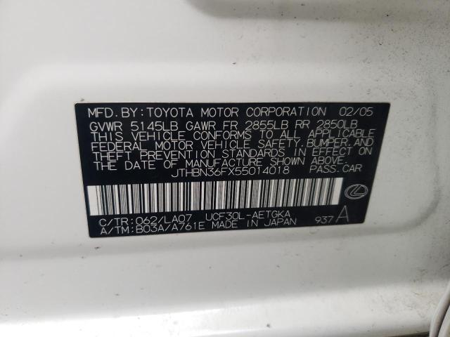 JTHBN36FX55014018 - 2005 LEXUS LS 430 WHITE photo 12